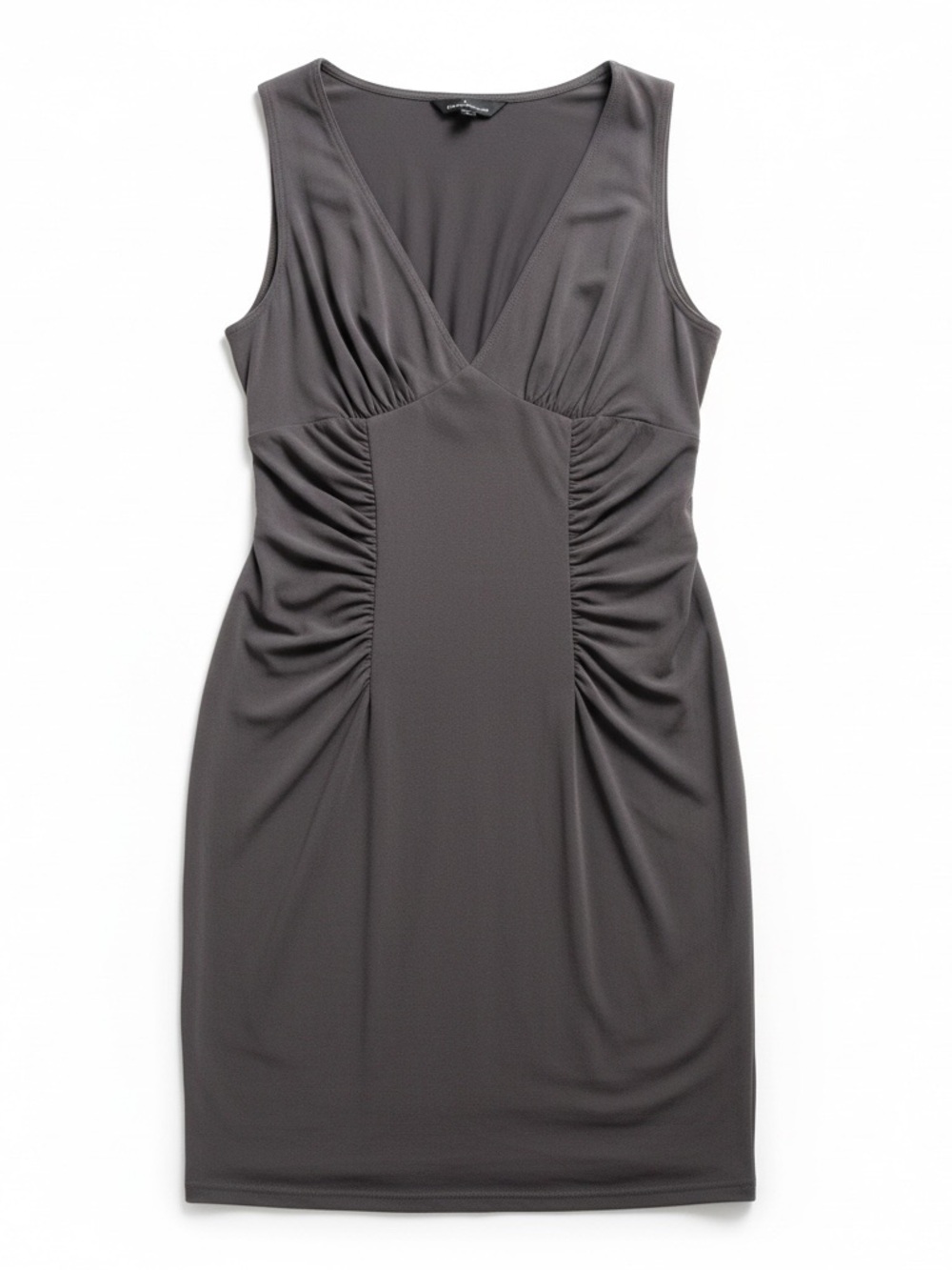 Women's Sleeveless V-Neck Ruched brown Dress